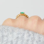 Round Brilliant Cut Colombian Emerald Engagement Ring