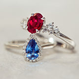 coloured gemstone engagement rings set in platinum