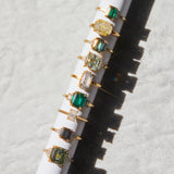 18ct yellow gold salt and pepper emerald cut diamond engagement solitaire ring