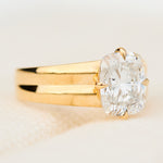 cushion cut lab grown diamond solitaire engagement ring in yellow gold