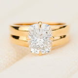cushion cut lab grown diamond solitaire engagement ring in yellow gold