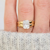 cushion cut lab grown diamond solitaire engagement ring in yellow gold