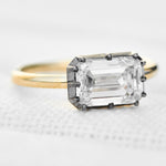 emerald cut lab grown diamond engagement ring east west setting