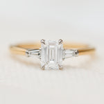emerald cut diamond yellow gold and platinum ring