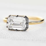 emerald cut lab grown diamond engagement ring east west setting
