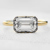 emerald cut lab grown diamond engagement ring east west setting
