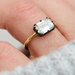 emerald cut lab grown diamond engagement ring east west setting