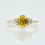 Emerald Cut Lab-Grown Yellow Diamond Engagement Ring, One Of A Kind