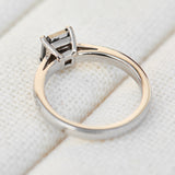 emerald cut salt and pepper diamond platinum engagement ring