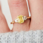 Emerald Cut Lab-Grown Yellow Diamond Engagement Ring, One Of A Kind