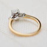 emerald cut diamond yellow gold and platinum ring