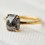 emerald salt and pepper diamond ring