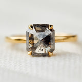 emerald salt and pepper diamond ring