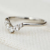 five round diamond platinum wedding band