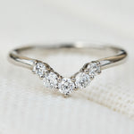 five round diamond platinum wedding band