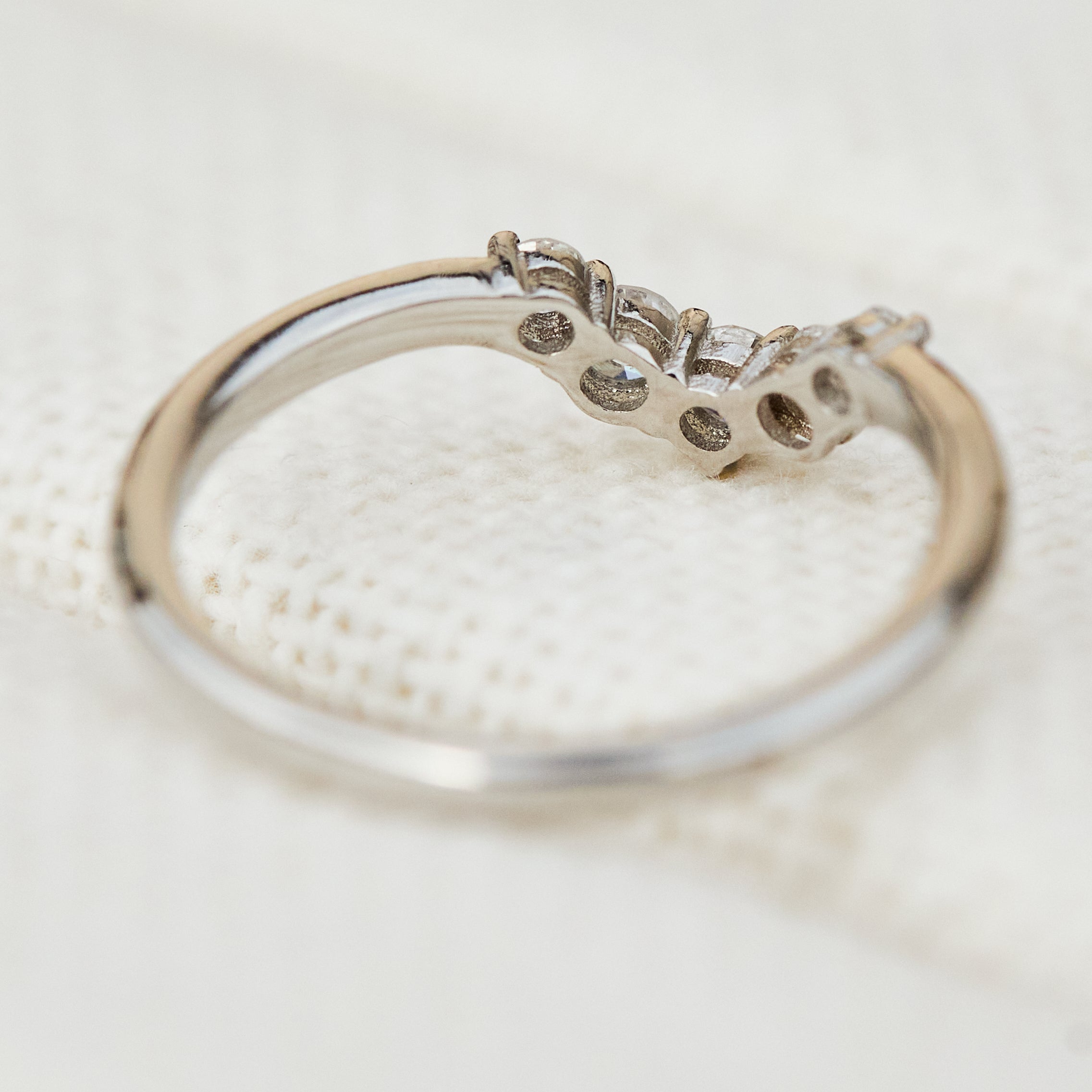 five round diamond platinum wedding band