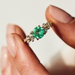Round Brilliant Cut Colombian Emerald Engagement Ring