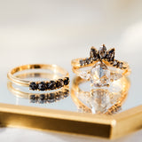 Pear Shape Salt and Pepper Diamond Engagement Ring