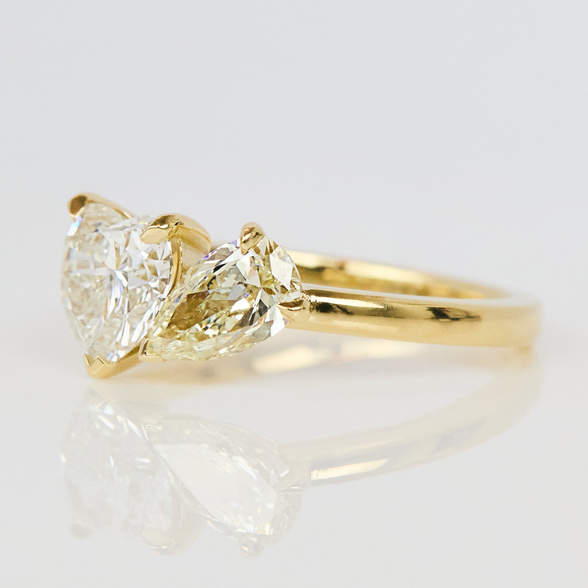 Heart & Pear Shape Natural Diamond Engagement Ring