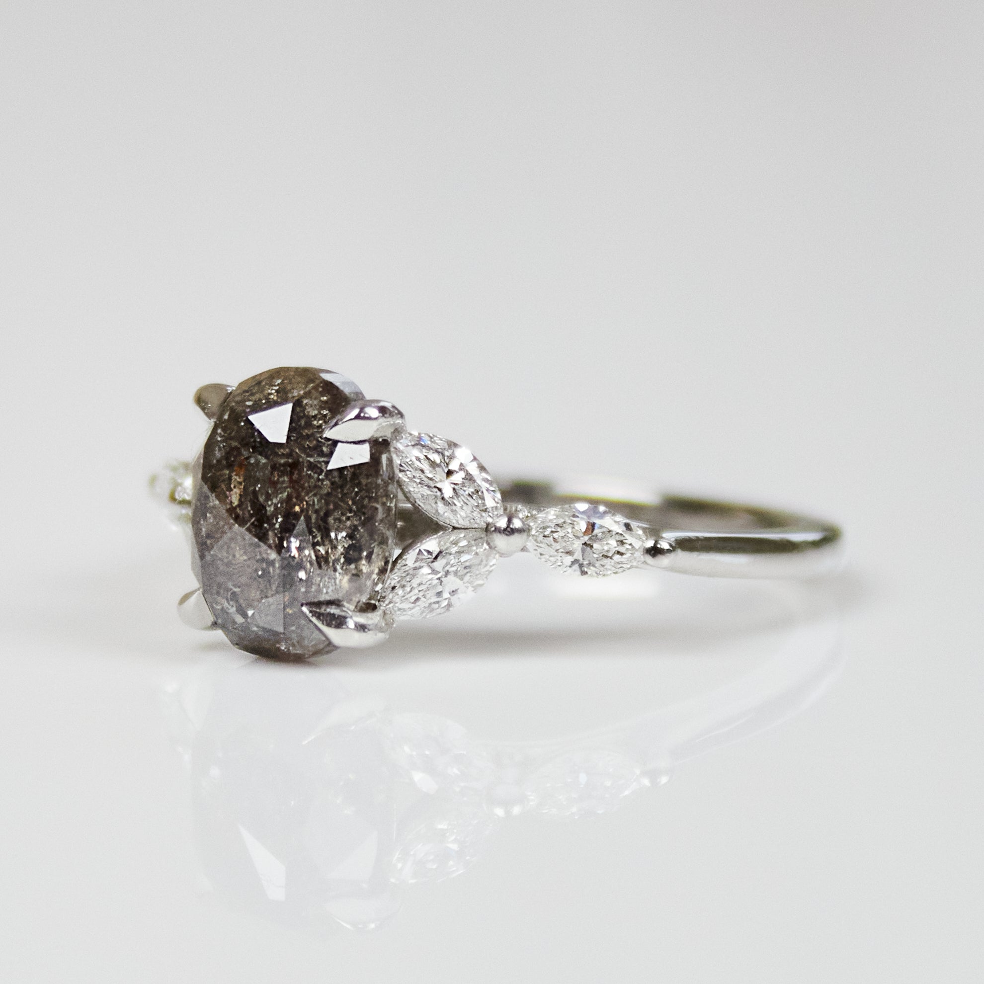 Salt and pepper engagement ring