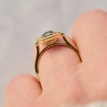 emerald cut blue sapphire one of a kind engagement ring in yellow gold