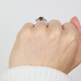 Teal Sapphire Engagement Ring, Iris Setting