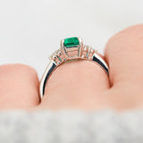 lab grown emerald platinum engagement ring