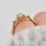montana oval sapphire trilogy yellow gold engagement ring