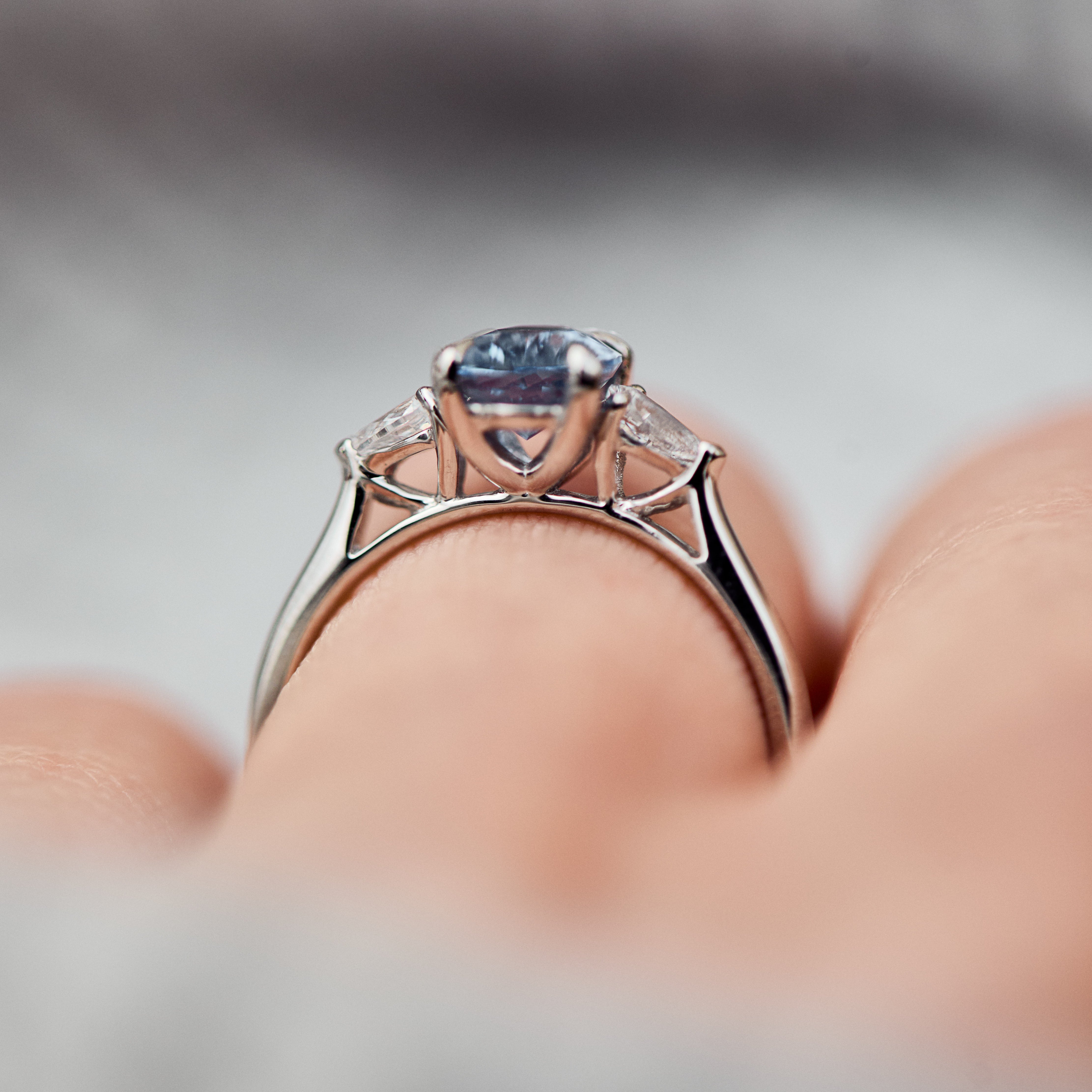 oval blue sapphire engagement ring