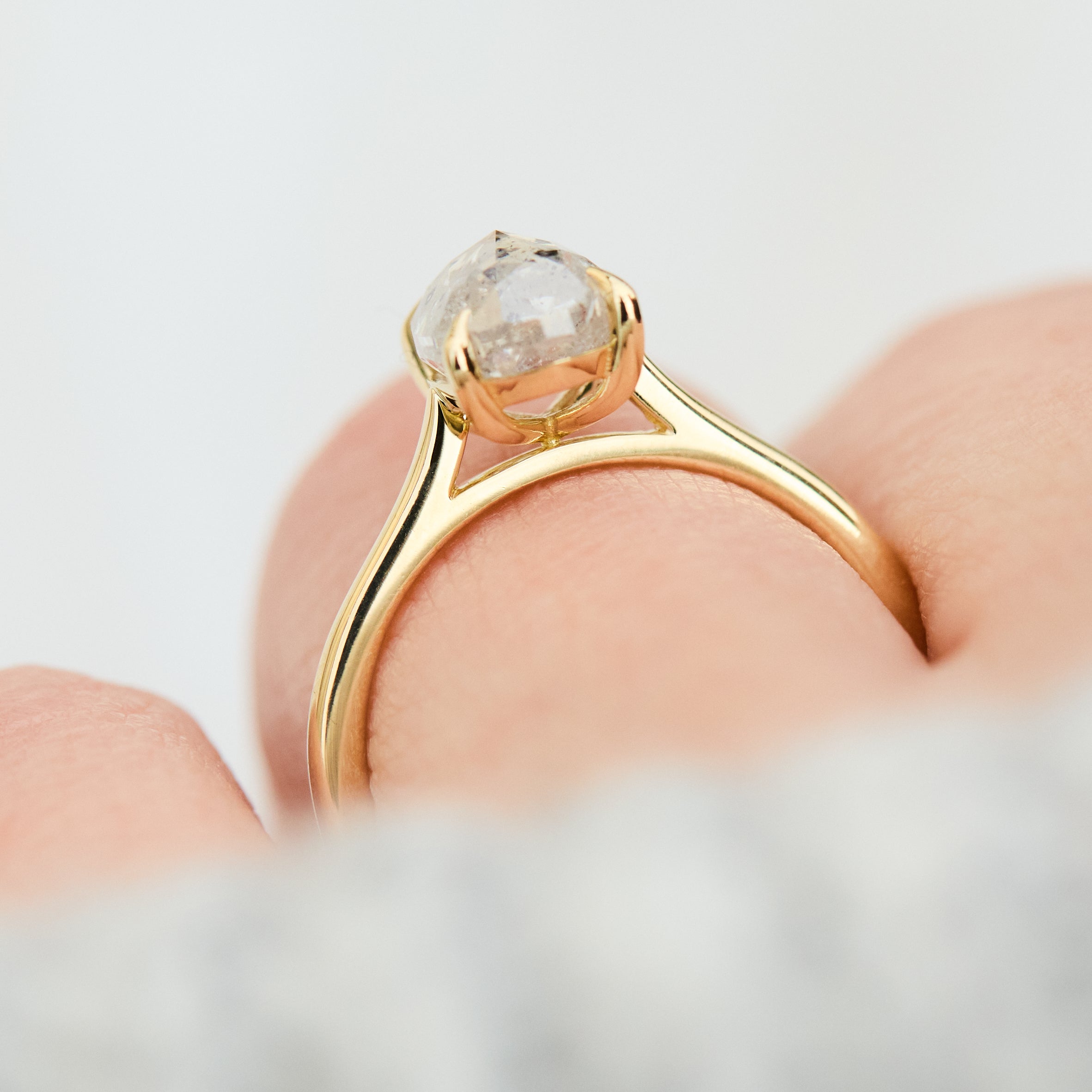 oval icy salt and pepper diamond solitaire ring