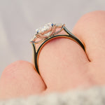oval lab grown diamond yellow gold and platinum engagement ring