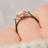 oval lab grown diamond yellow gold and platinum engagement ring