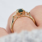 oval sapphire luna setting engagement ring in yellow gold
