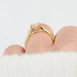 pear shape lab grown diamond yellow gold solitaire engagement ring