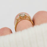  yellow gold round brilliant cut salt and pepper diamond engagement ring