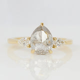 icy salt and pepper diamond pear shape engagement ring