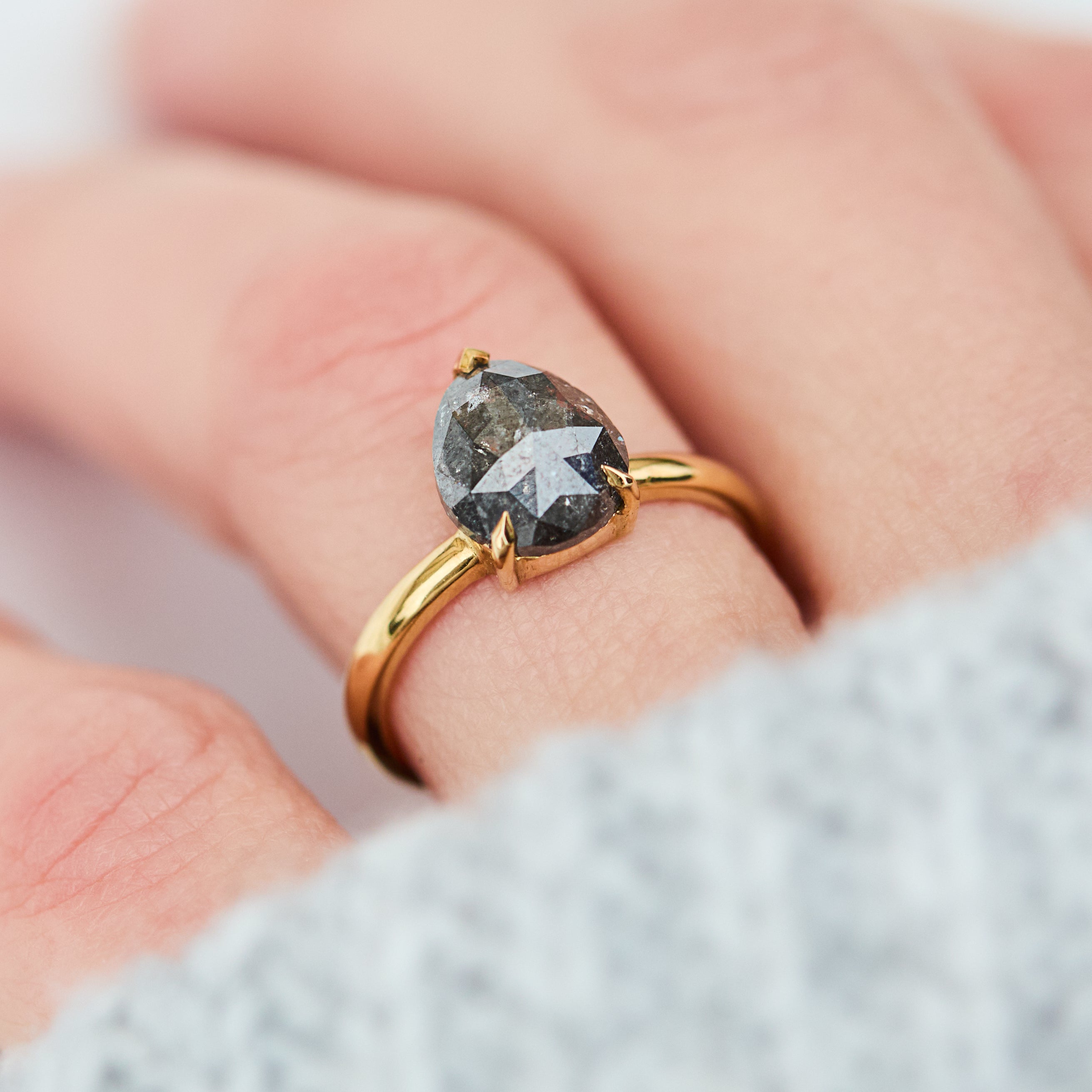 Salt and pepper engagement ring