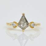 One of a Kind Salt and Pepper Kite Diamond 18ct Yellow Gold Ring