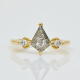One of a Kind Salt and Pepper Kite Diamond 18ct Yellow Gold Ring