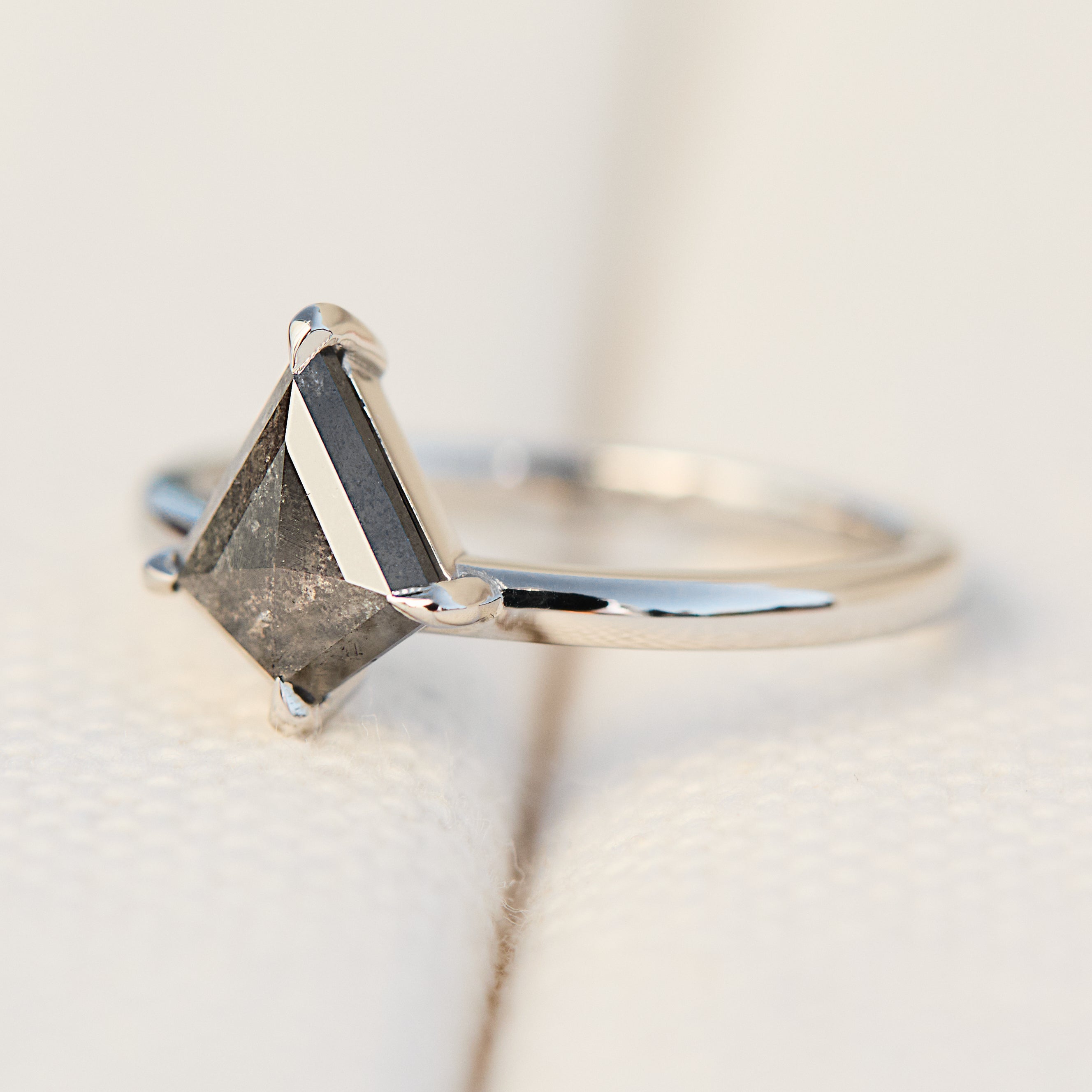 kite salt and pepper solitaire engagement ring in platinum