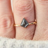 kite shape salt and pepper engagement ring