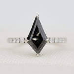 kite shape salt and pepper diamond pave band engagement ring in platinum