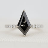 kite shape salt and pepper diamond pave band engagement ring in platinum