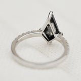 kite shape salt and pepper diamond pave band engagement ring in platinum