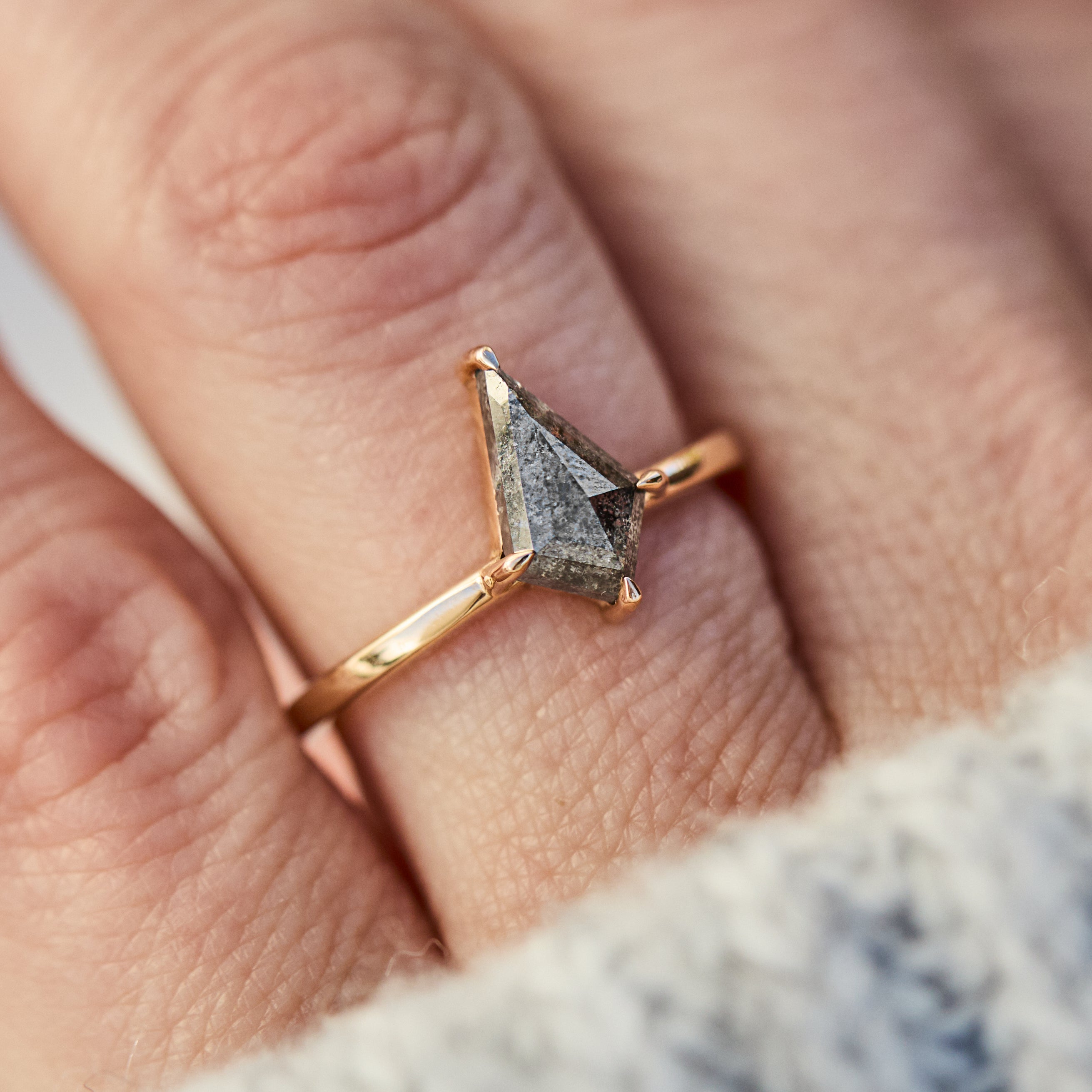 Kite Salt and Pepper Diamond Ring