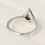 kite shape salt and pepper solitaire engagement ring in platinum