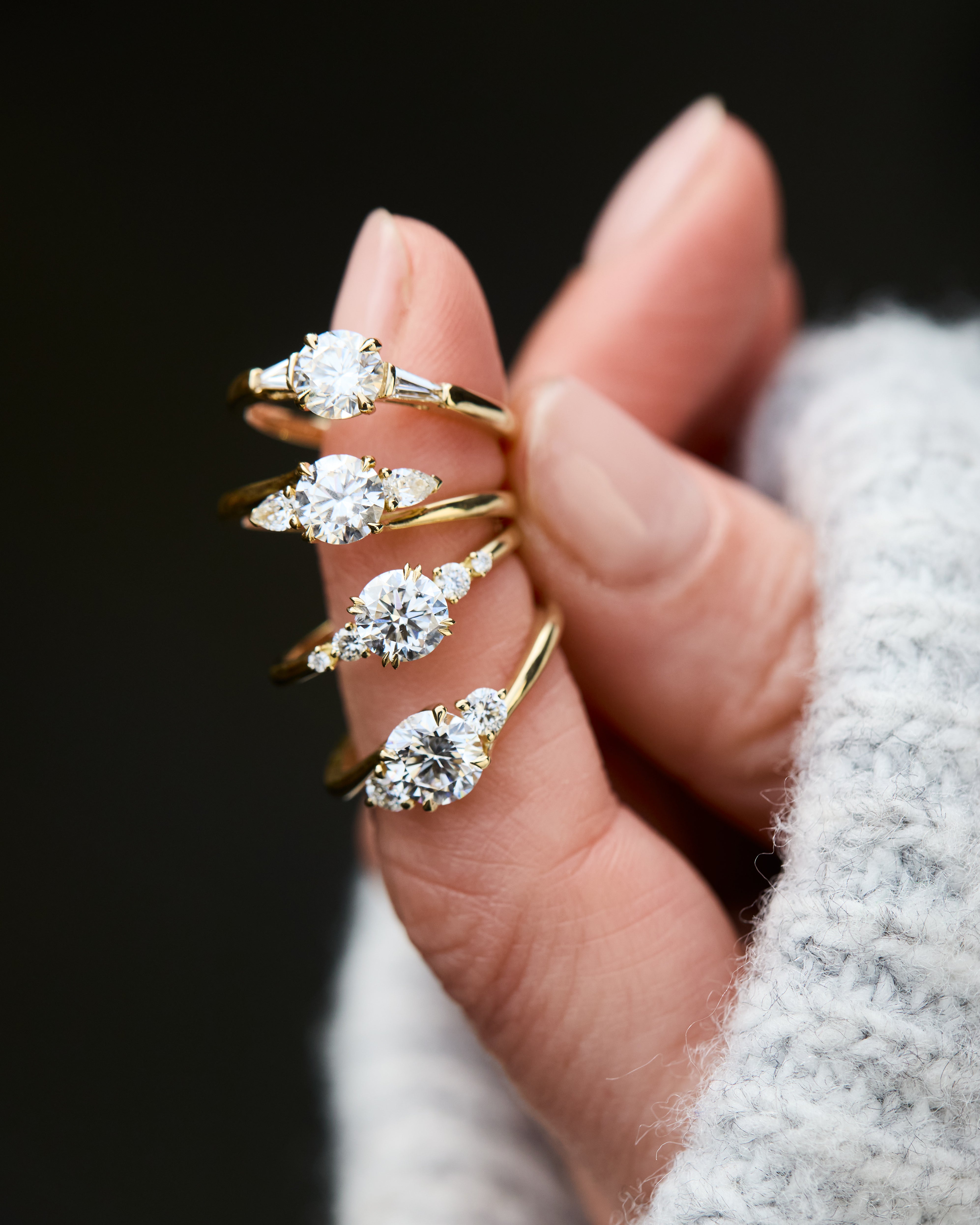 lab grown diamond yellow gold engagement rings