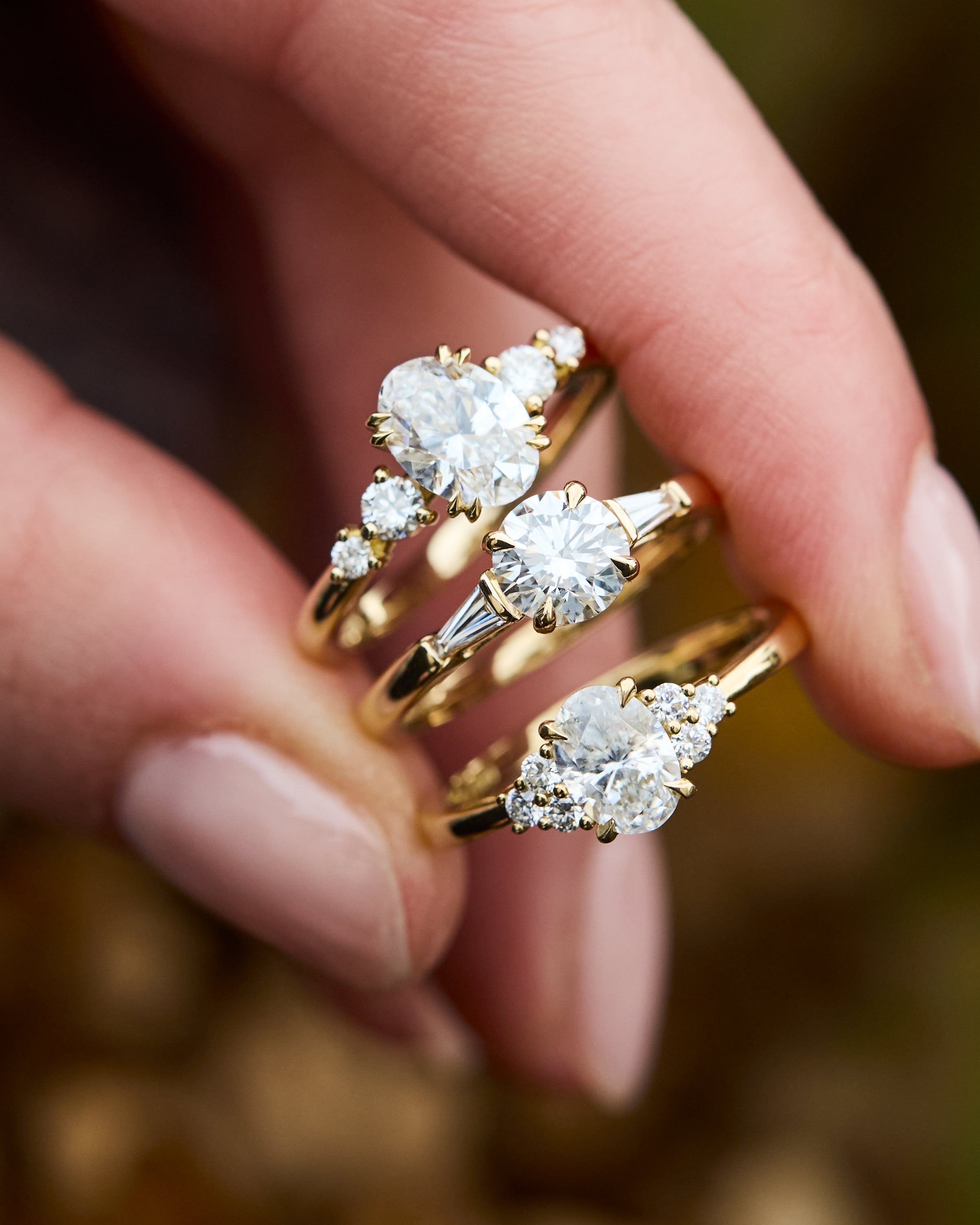 lab grown diamond engagement rings in 18ct yellow gold