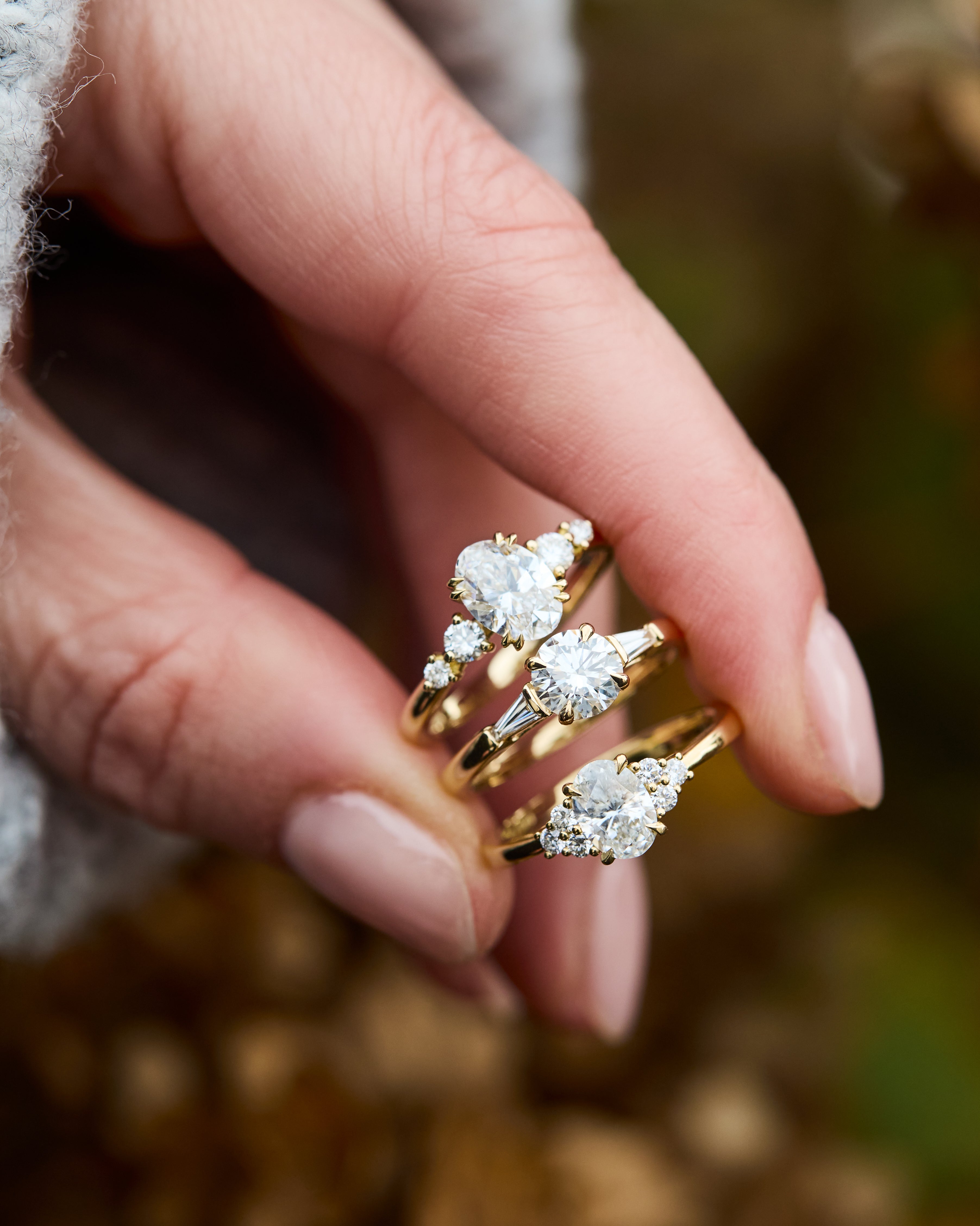 lab grown diamond engagement rings in 18ct yellow gold