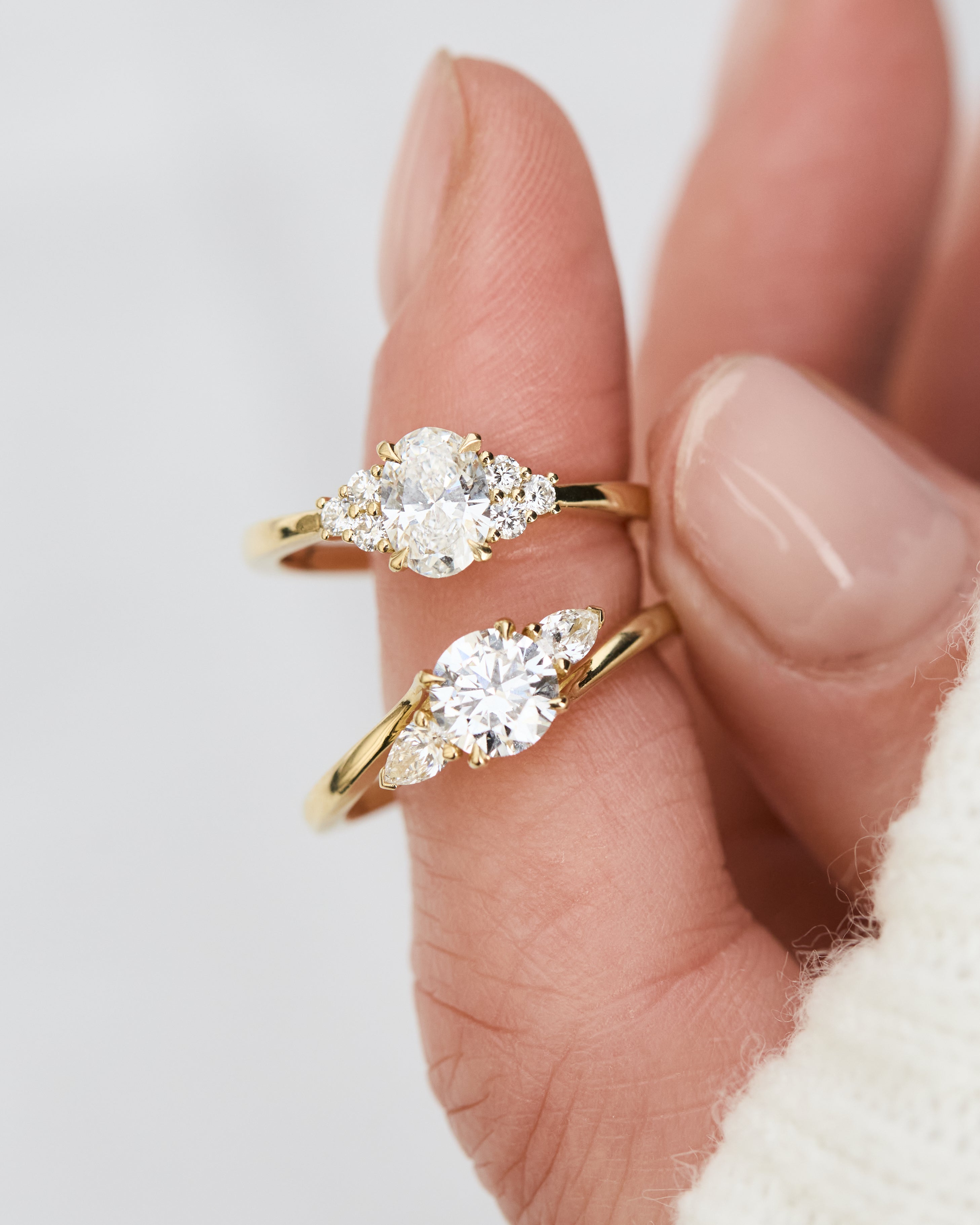 lab grown diamond engagement rings in 18ct yellow gold